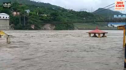 Pauri:Alaknanda water level rises, Alkeshwar Ghat submerged; administration steps up vigilance
