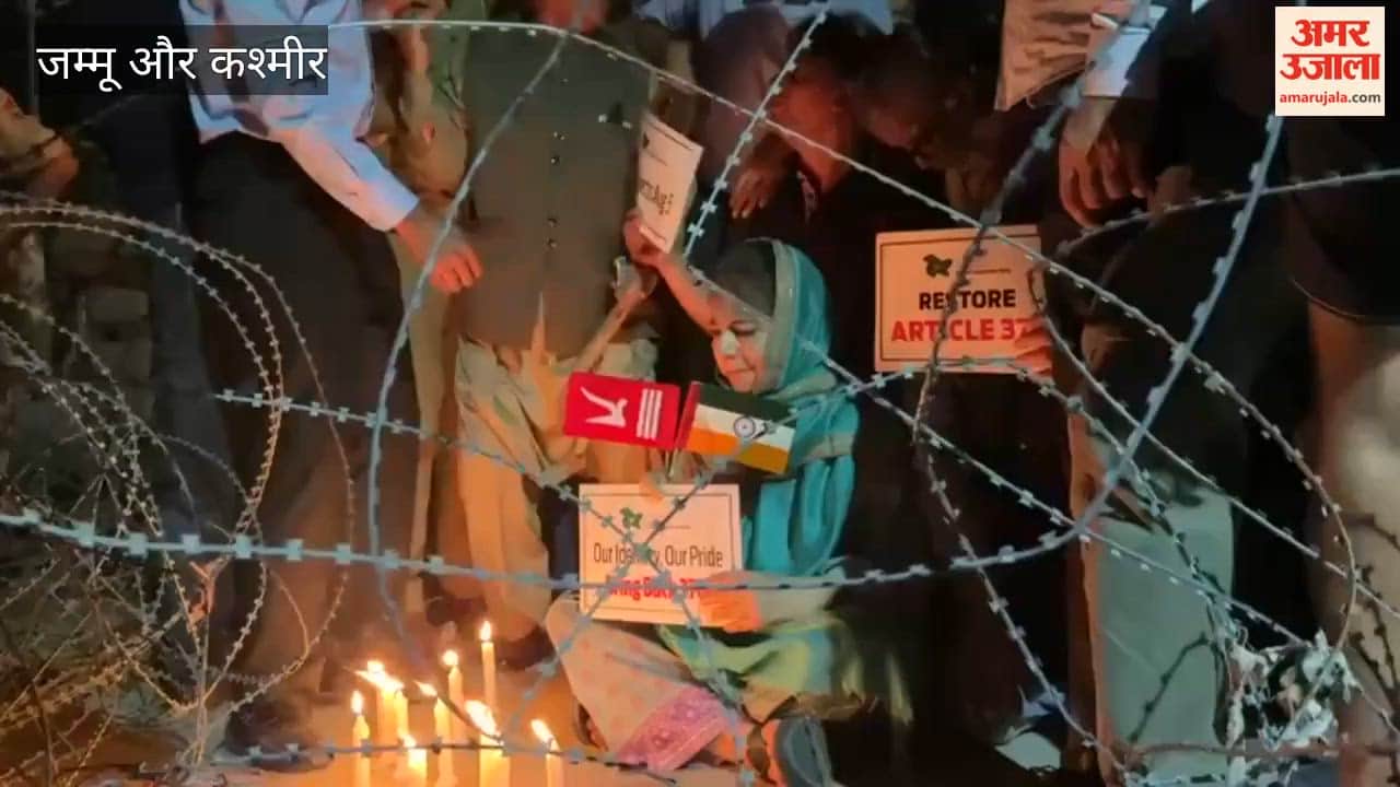 Mehbooba Mufti takes to the streets with the Tricolour and the old flag of Jammu & Kashmir.