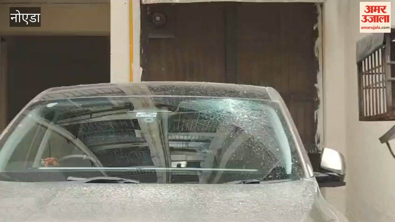 Plaster falls in Noida society car windshield shattered