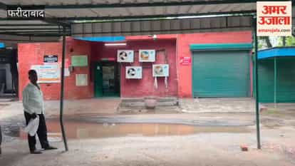 Waterlogging outside the mortuary at Faridabad's BK Hospital