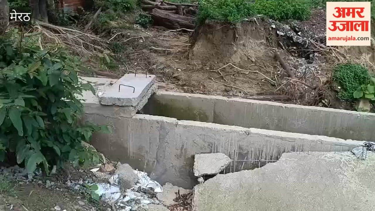 Meerut: Severe erosion near the Upper Ganga Canal bridge due to rain; Forest Department wall collapses.