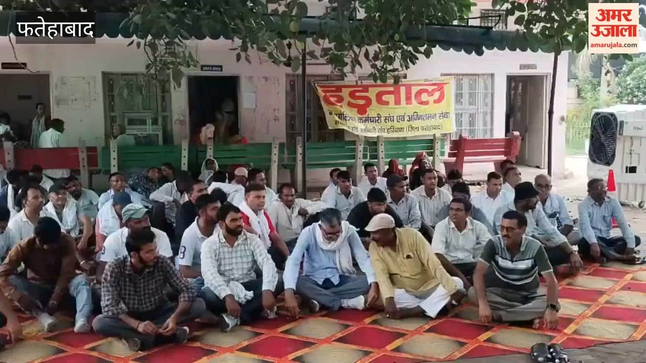 Sanitation and fire department staff on strike in Fatehabad; the town is buried under piles of garbage, and residents are in distress due to the stench spreading across the streets.
