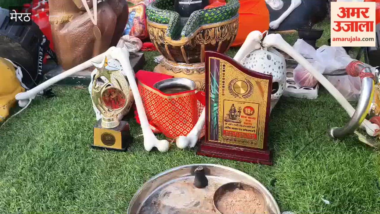Meerut: A unique Kanwar depicting the form of Goddess Mahakali—complete with hanging skeletons—has become the center of attraction.