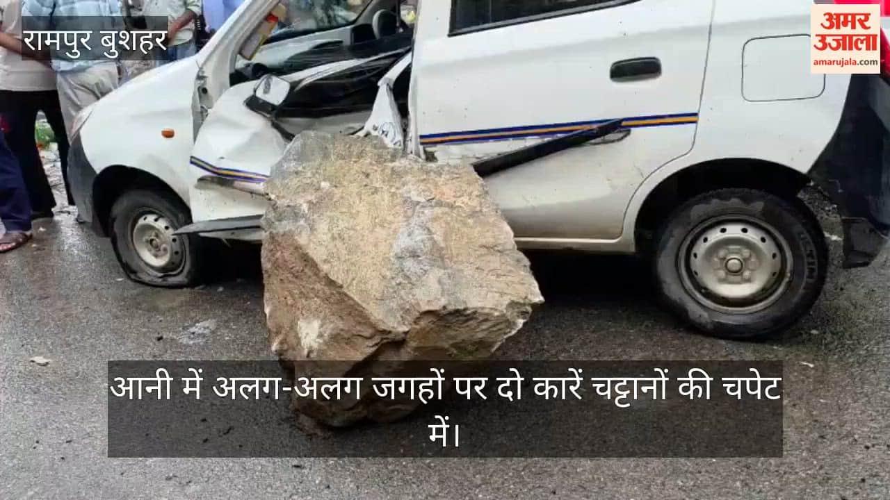 aani kullu rain rockfall two cars two injured nh305