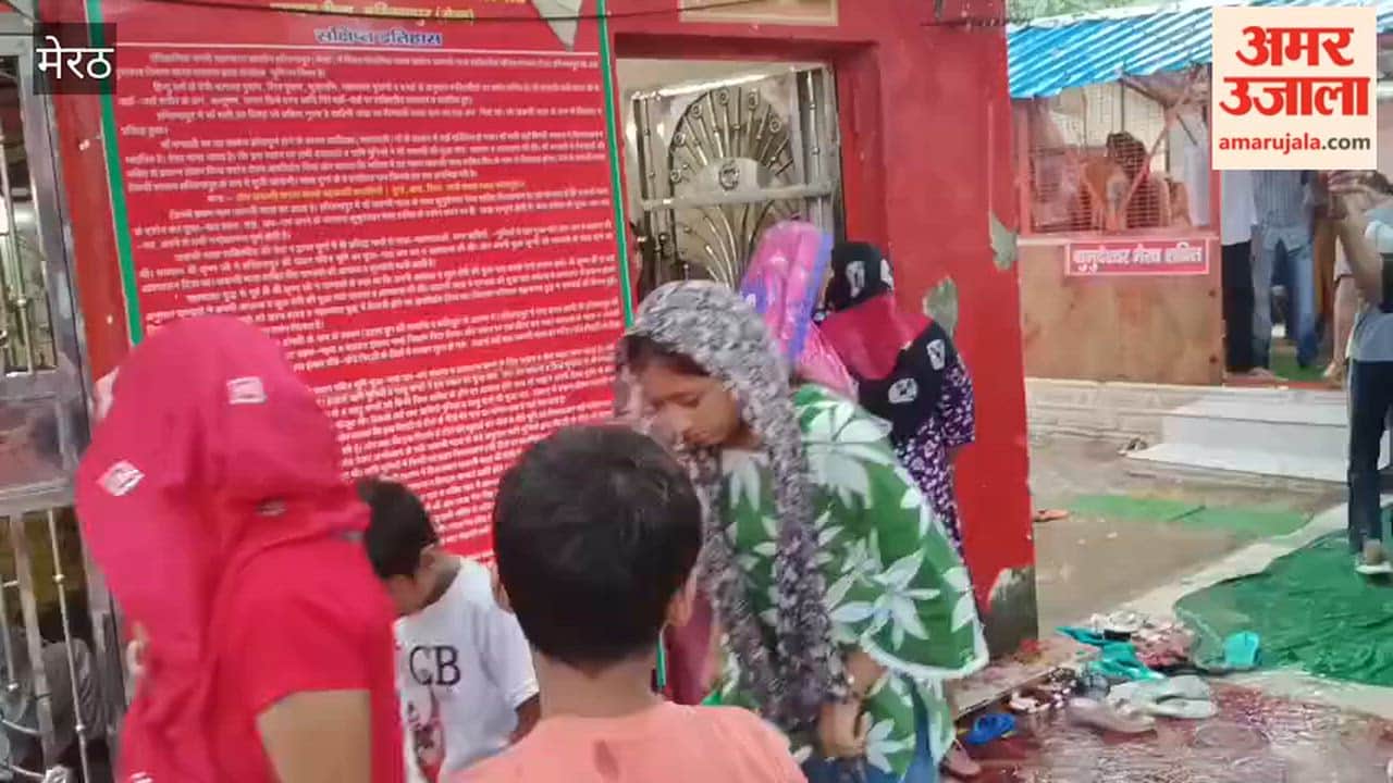Meerut: 'Jalabhishek' of Shiva idol at Pandav Tila in Hastinapur; prayers offered for happiness and prosperity.