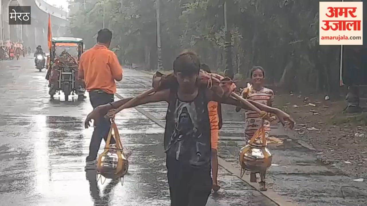 Meerut: Rain Brings Relief to Kanwariyas After Morning Heat and Cloudy Skies