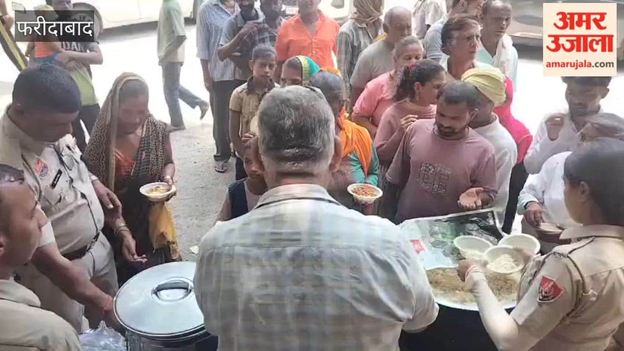 Police personnel in Faridabad organized a bhandara on the second Monday of the month of Sawan