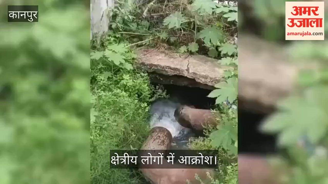 Potable water flowing into a drain near the Barra-2 water tank in Kanpur