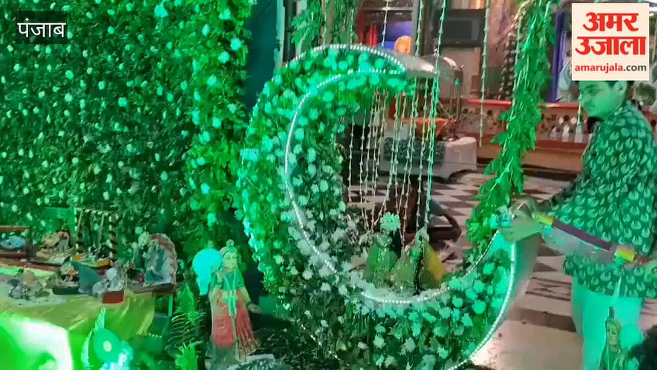 Sri Radha Krishna Temple in Kotkapura filled with devotion during the Jhulan Festival.