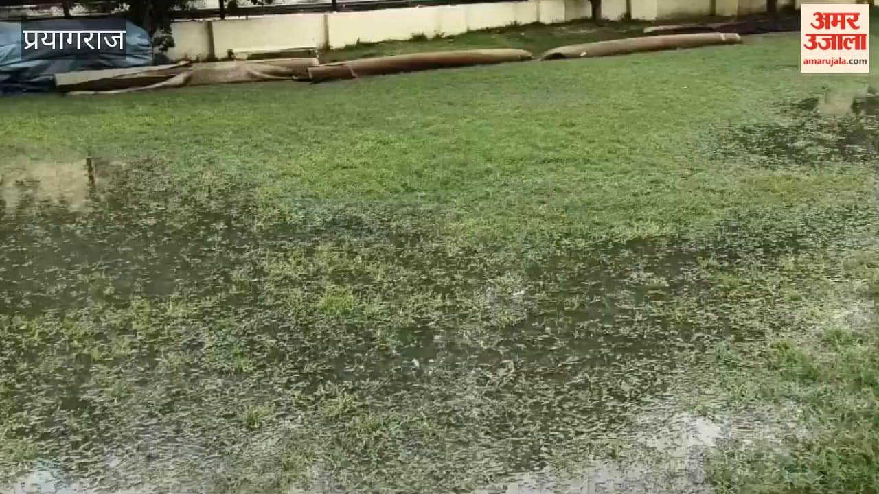 Heavy rain caused the Madan Mohan Malviya Stadium ground to become waterlogged, causing difficulties for the players.