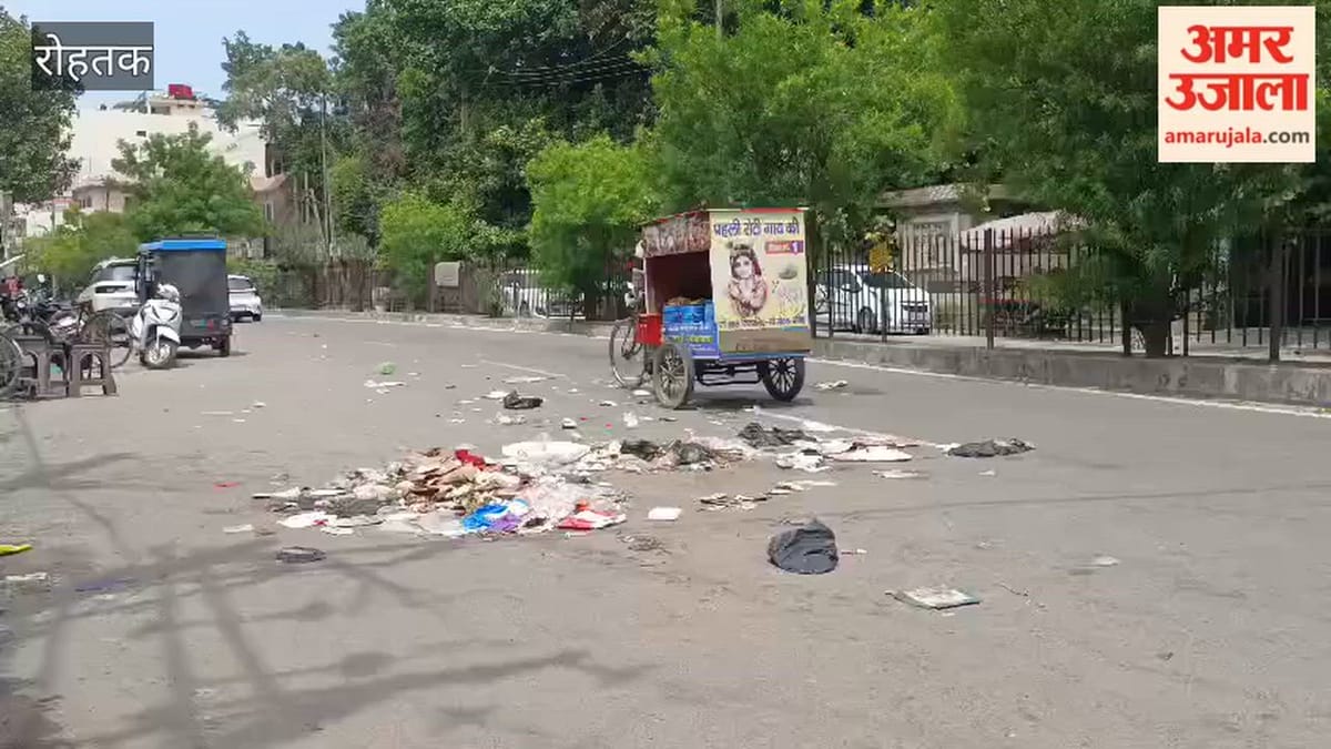 रोहतक में सफाई कर्मचारियों ने सड़कों पर फैलाया कचरा
