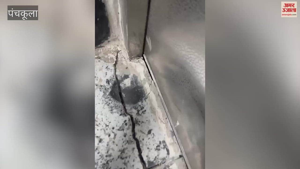 Floor broken at the lift entrance and false ceiling collapsed in the new Mother and Child Care building in Panchkula.
