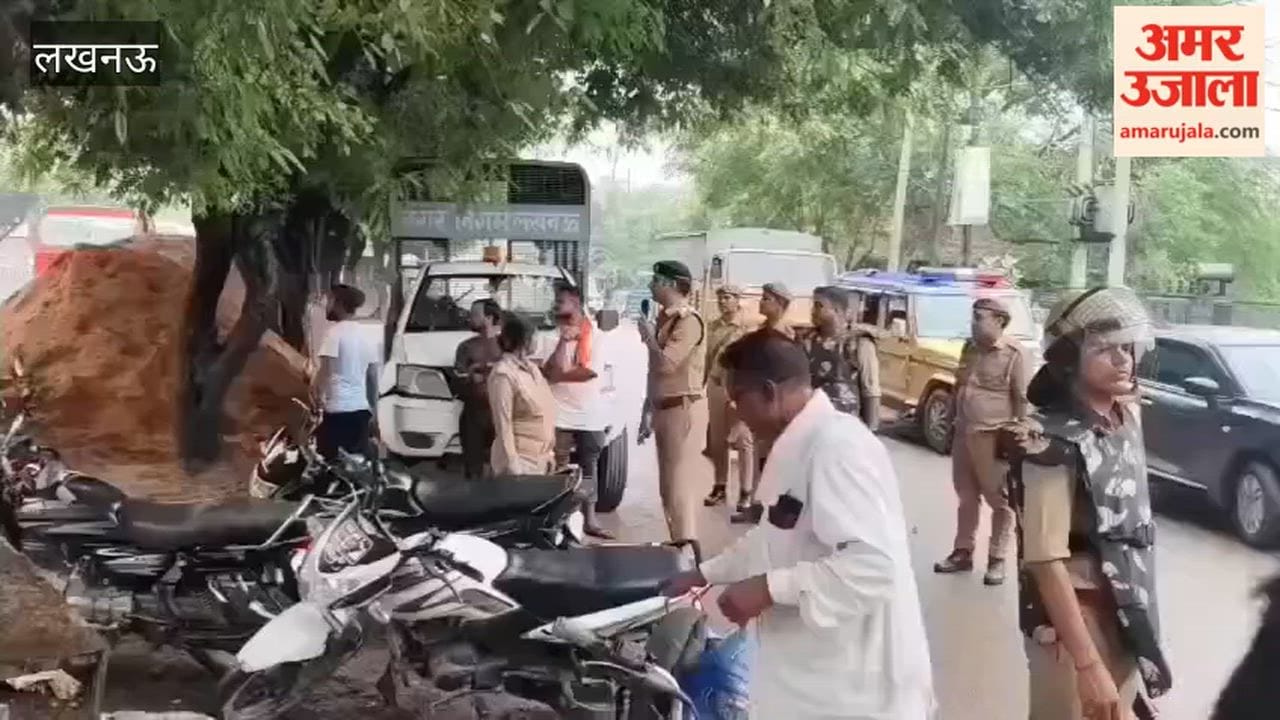 लखनऊ के पारा में अवैध भैंस डेयरियों पर कार्रवाई, भारी पुलिस बल तैनात