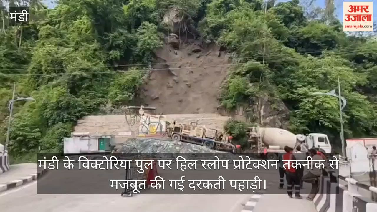 Crumbling hillside at Mandi's Victoria Bridge reinforced using hill slope protection technology