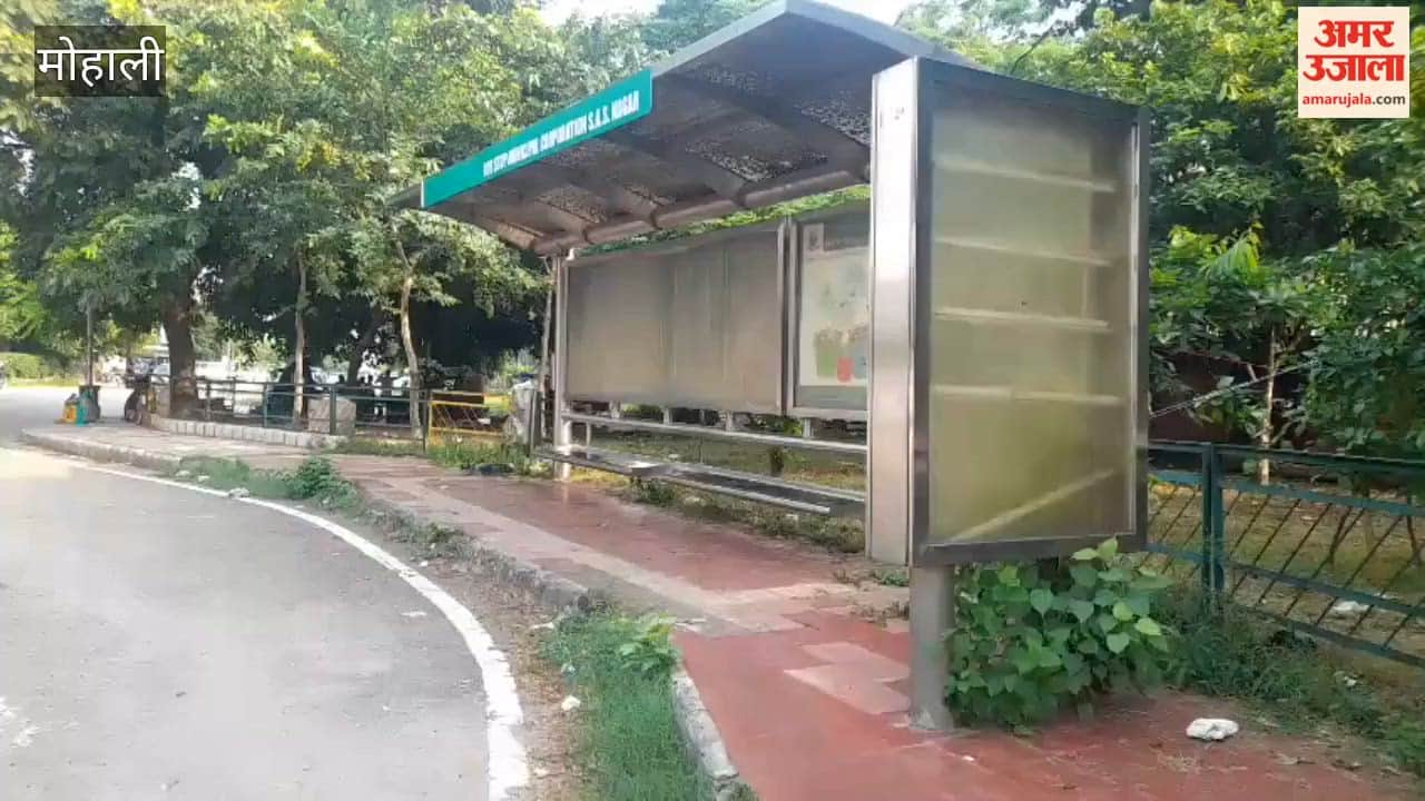 Bus stop in Mohali in a dilapidated state; passengers troubled by filth and stench.