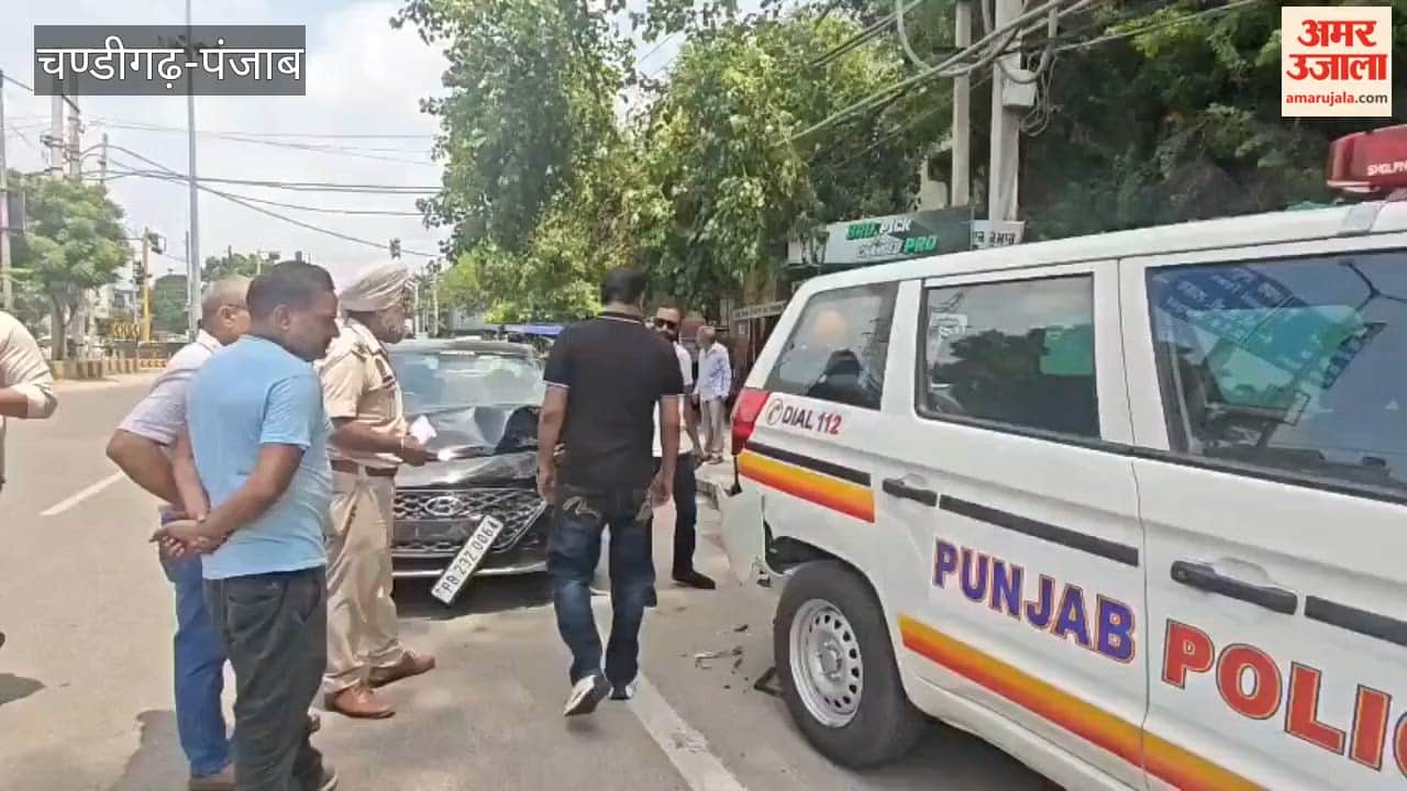 Speeding car wreaks havoc in Jalandhar; rams into police Bolero parked at a checkpoint  Accident at Sri Guru Ravidas Chowk; both vehicles damaged; police personnel have a narrow escape