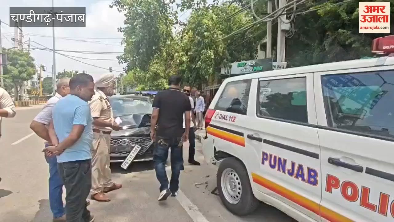 Speeding car wreaks havoc in Jalandhar; rams into police Bolero parked at a checkpoint  Accident at Sri Guru Ravidas Chowk; both vehicles damaged; police personnel have a narrow escape