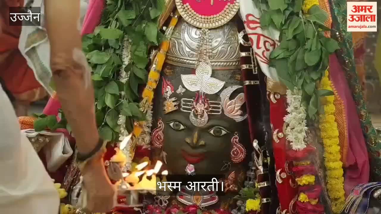Baba Mahakal Adorned with Bhang Belpatra and Tripund Huge Crowd of Devotees Gathers for Bhasma Aarti