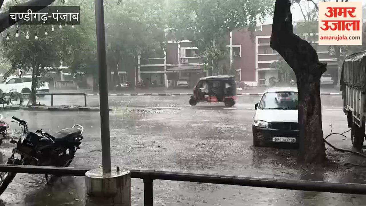 Heavy rain begins in Chandigarh.