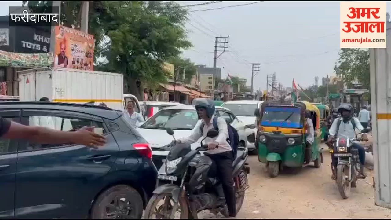 Traffic jams lasting hours occur on the Palla-Sehatpur Road in Faridabad due to its dilapidated condition