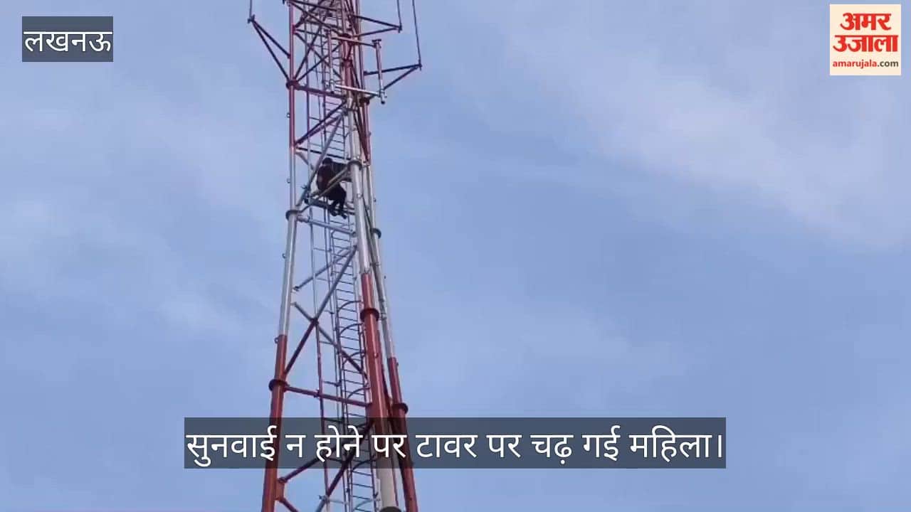 VIDEO: दबंगों ने जमीन कब्जाई, सुनवाई न होने पर टावर पर चढ़ गई महिला, समझाने पर मानी