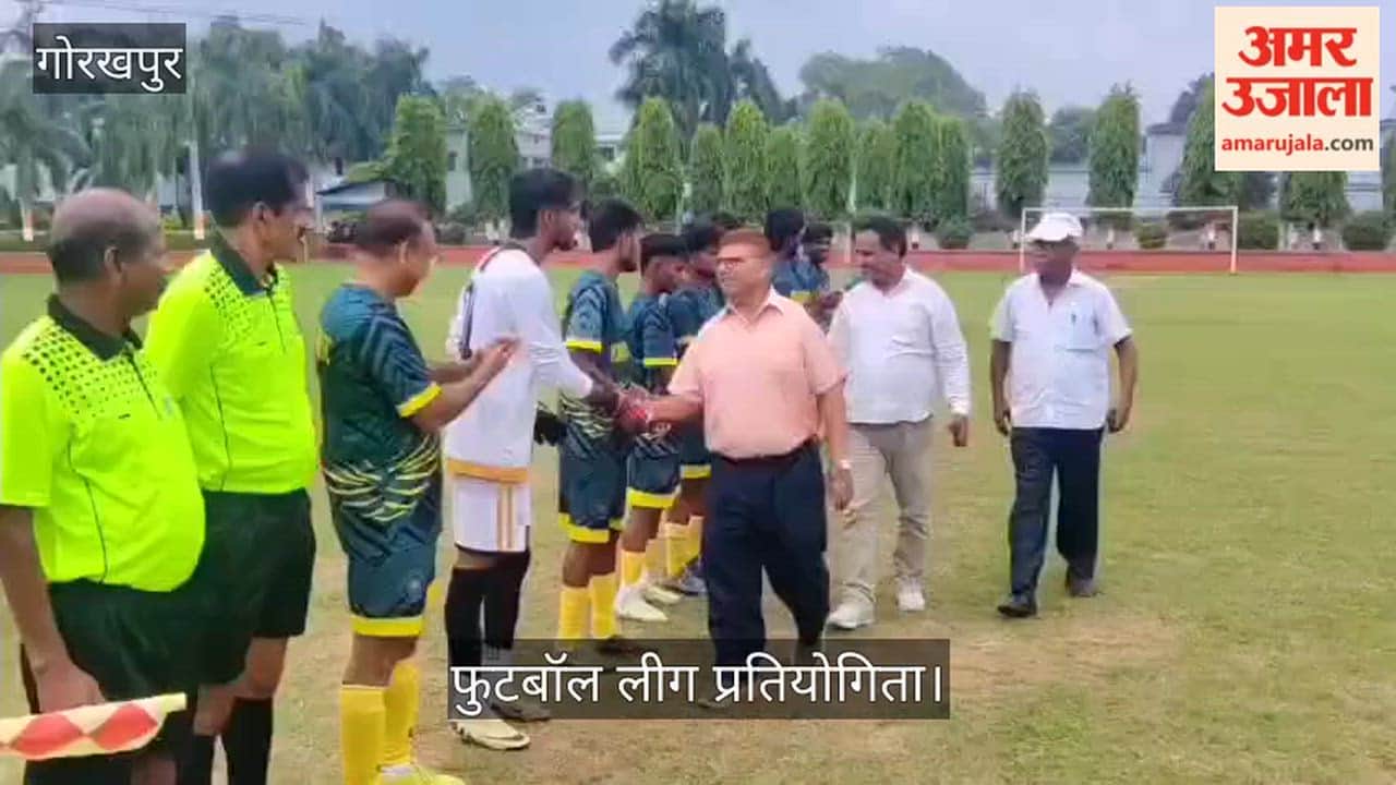 Sanatan Sporting and Blue Sapphire teams face off in the football league.