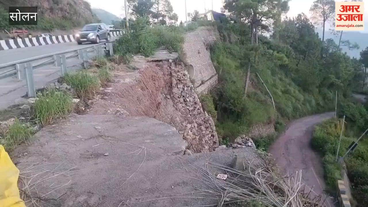 dharampur solan highway retaining wall collapse kyarad road heavy rain