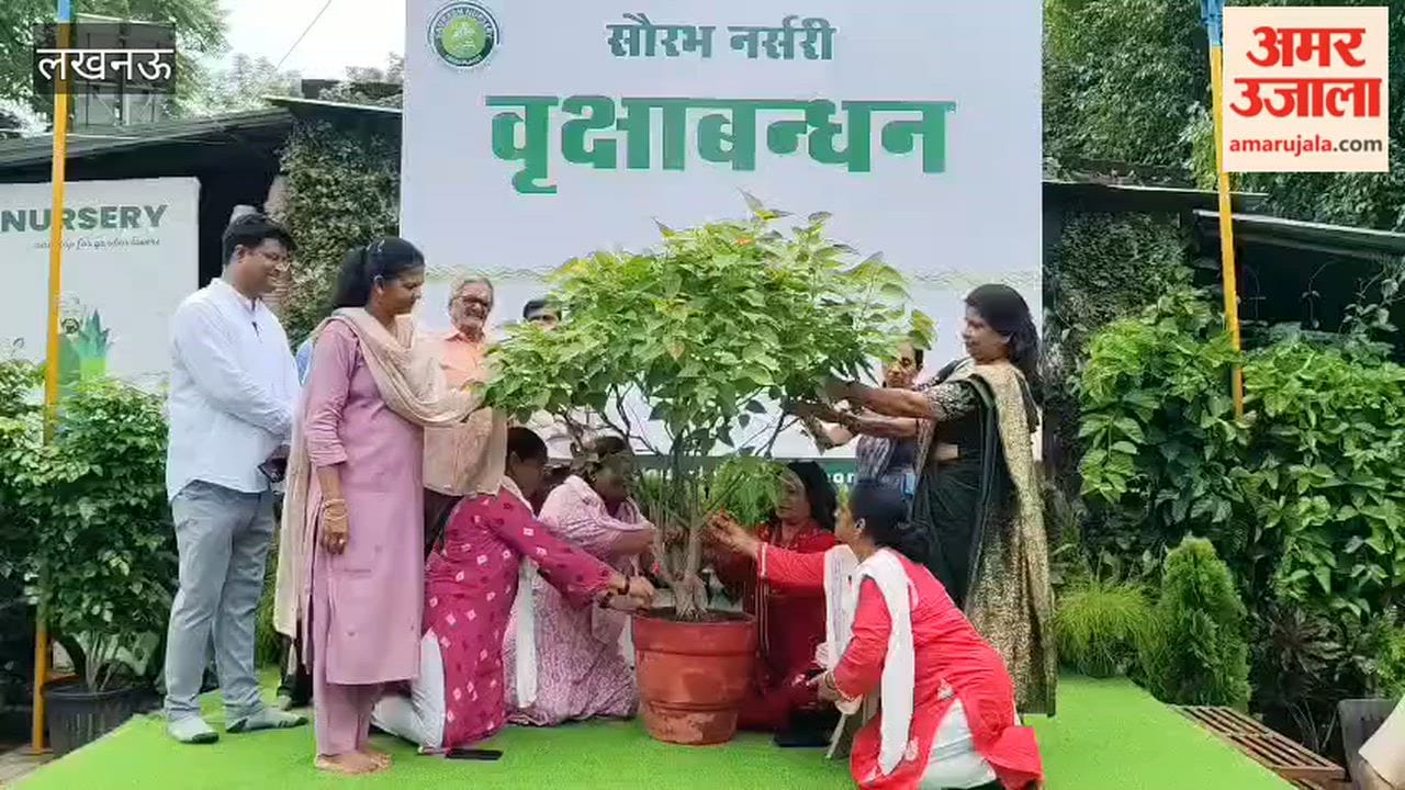 लखनऊ में इंदिरा नगर के विकास भवन में सौरभ नर्सरी की ओर से लगाए गए पौधे