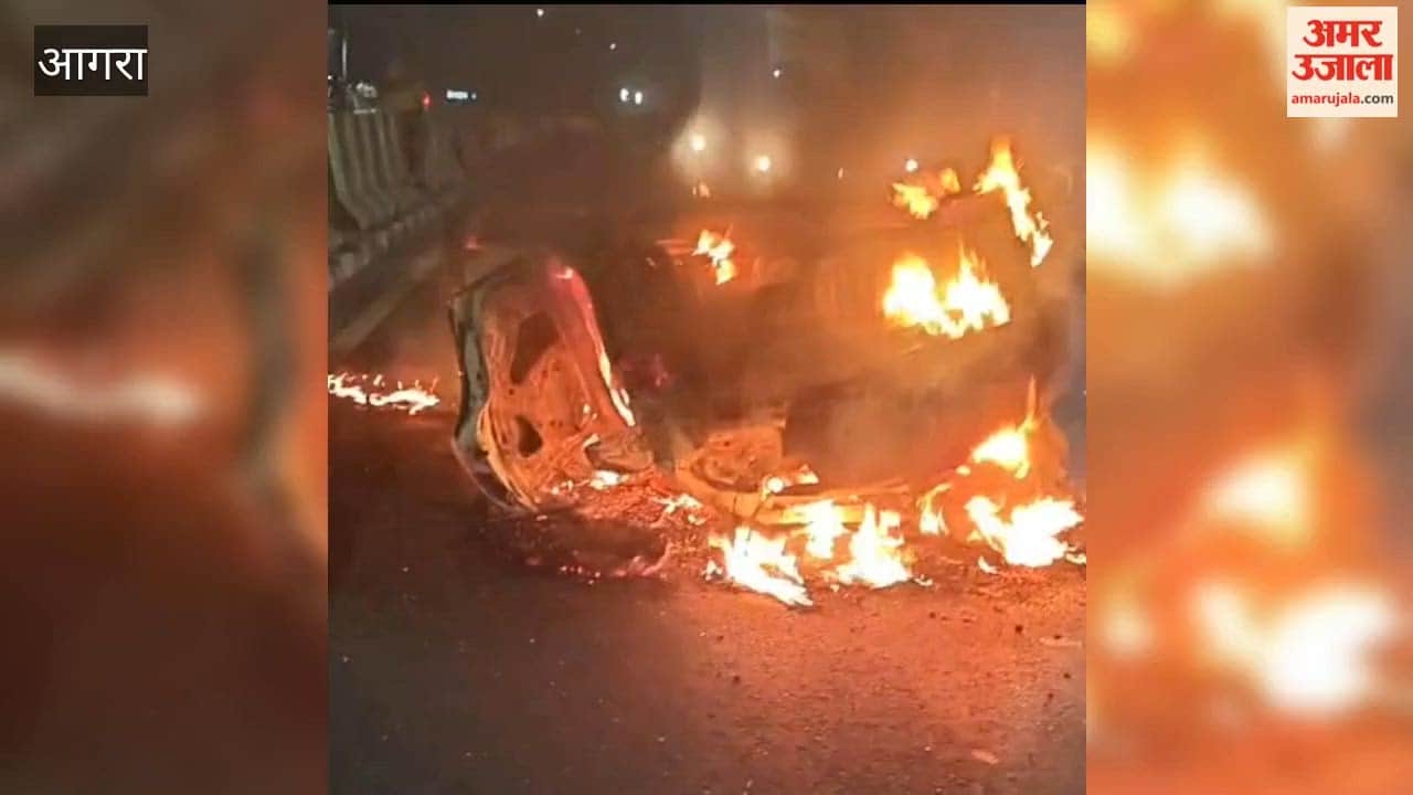Sub-Inspector rescues three youths from a car engulfed in flames; all three are safe.
