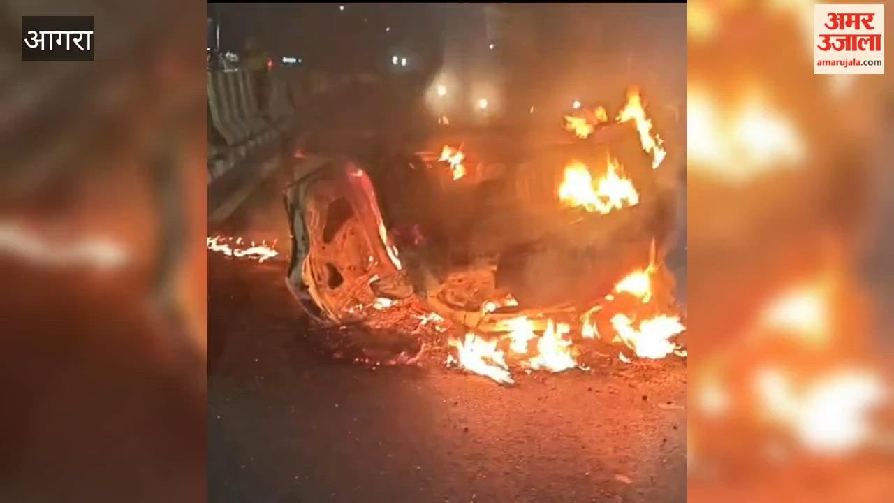 Sub-Inspector rescues three youths from a car engulfed in flames; all three are safe.