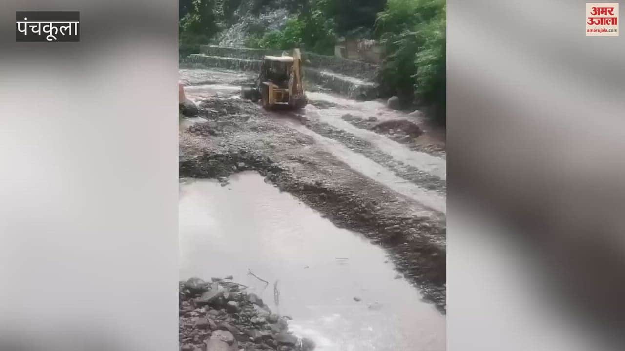 Sudden surge in the Sukhna Choe due to rains in Himachal.