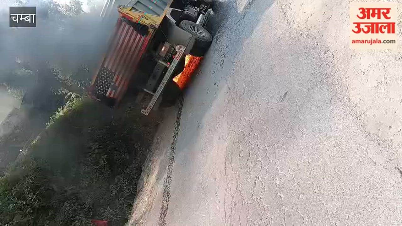 chamba tissa road moving tipper fire driver saved life badoh