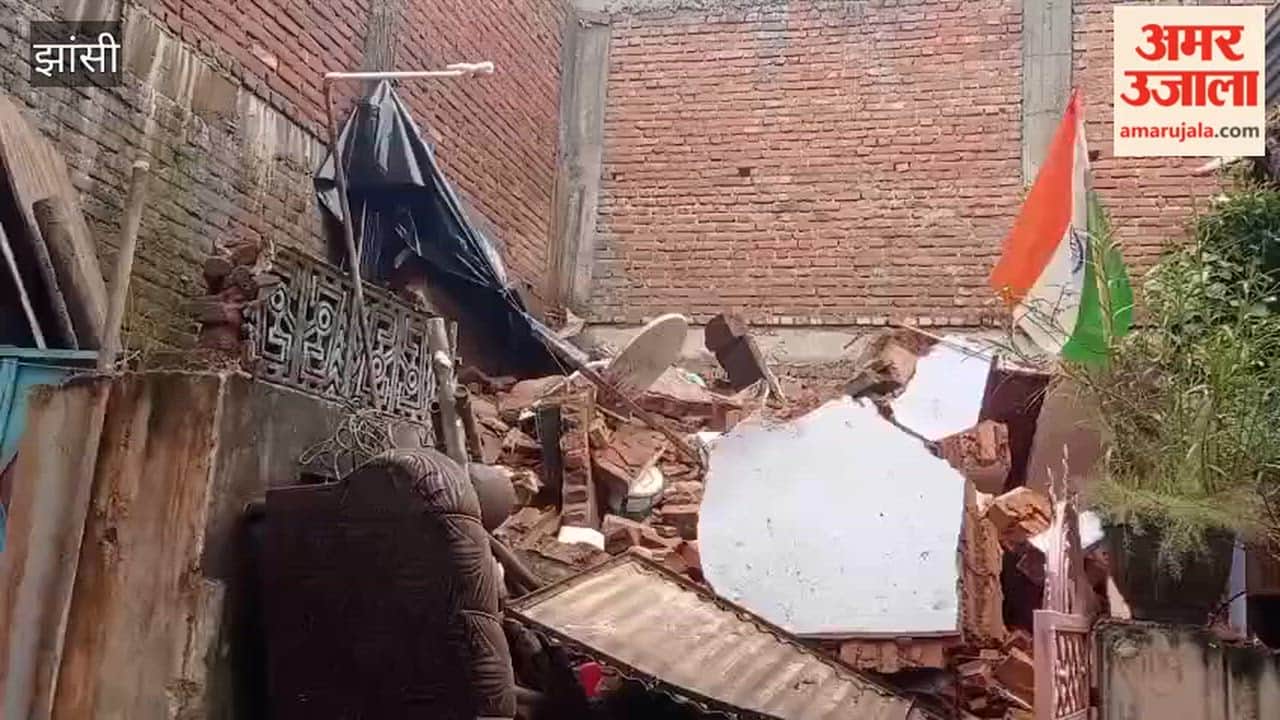 Two-storey house collapses due to rain in Lakshmanganj; loss estimated at ₹5–10 lakh.