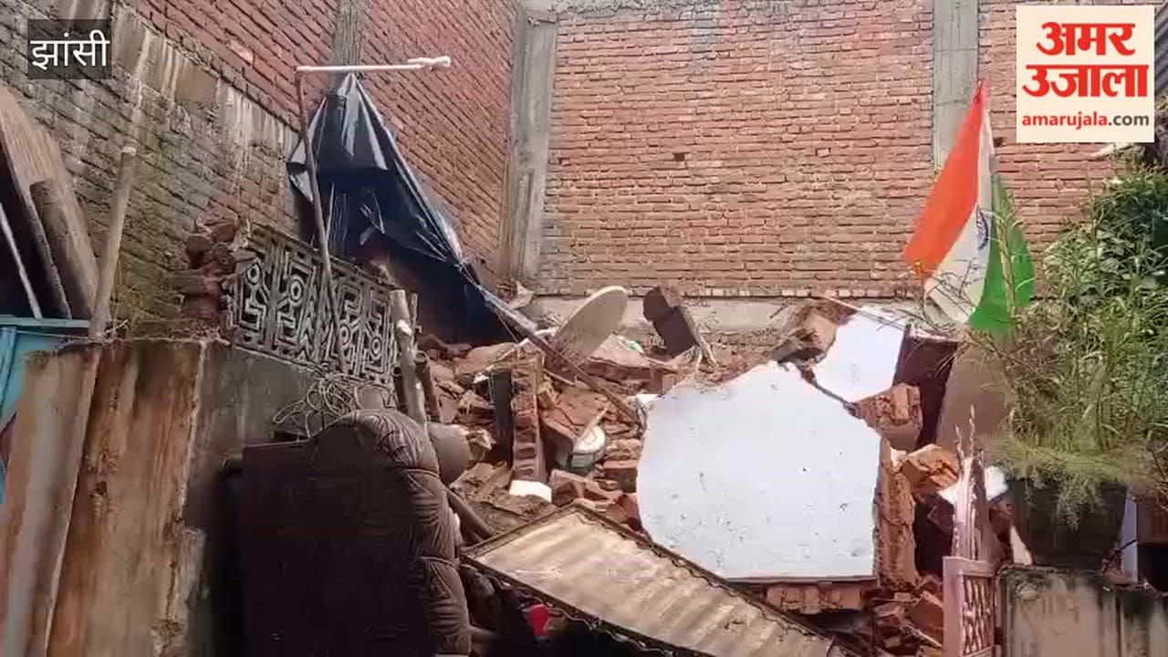 Two-storey house collapses due to rain in Lakshmanganj; loss estimated at ₹5–10 lakh.