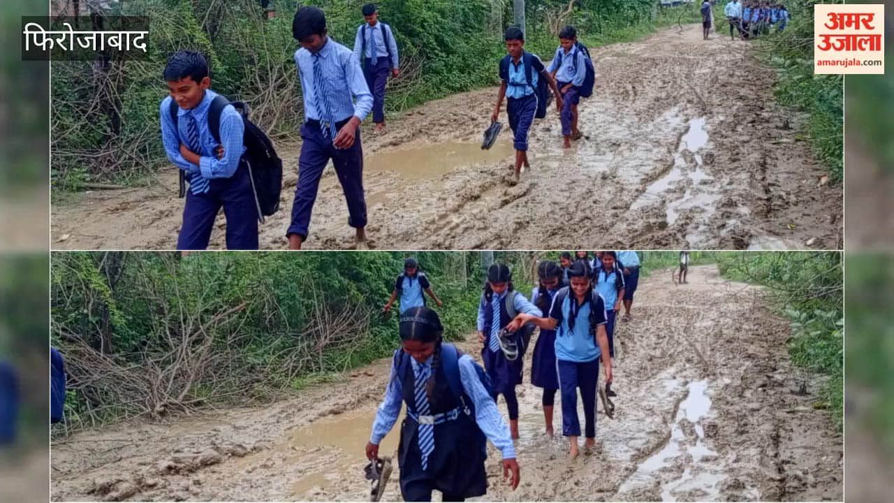 Shoes in hand, stepping through mud... children battle daily chaos to reach school.