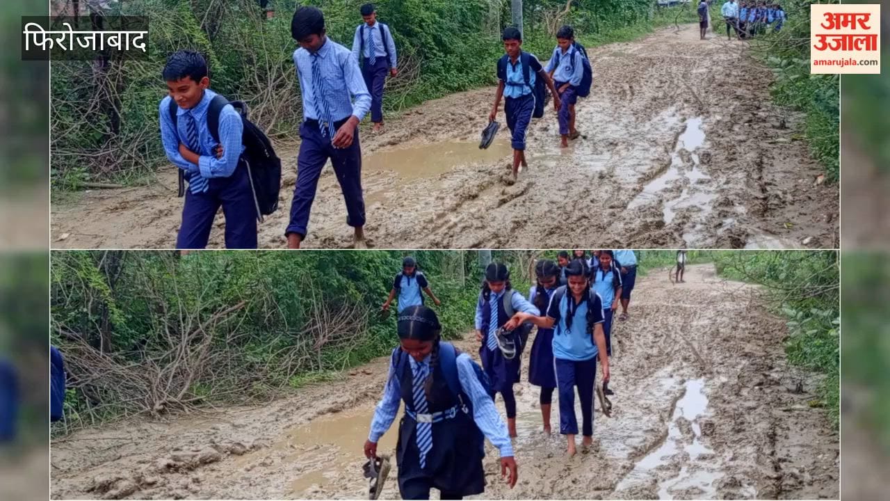 Shoes in hand, stepping through mud... children battle daily chaos to reach school.