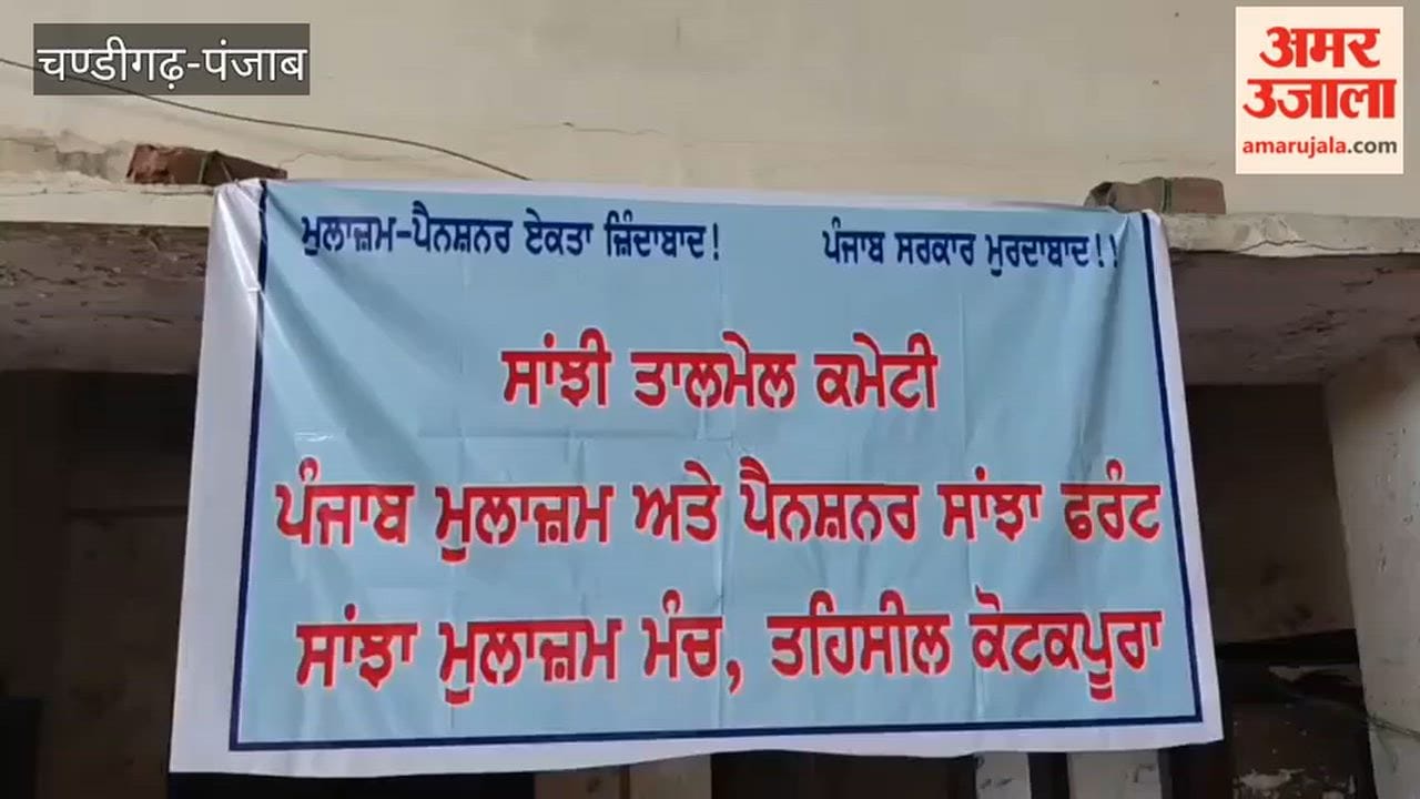 Government employees staged a sit-in protest in Kotkapura during the massive strike.