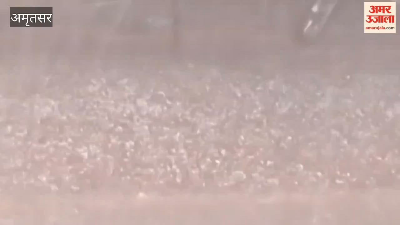 Hailstorms in Amritsar left roads white, with a layer of snow forming in the Kukrawala area of Rajasansi.