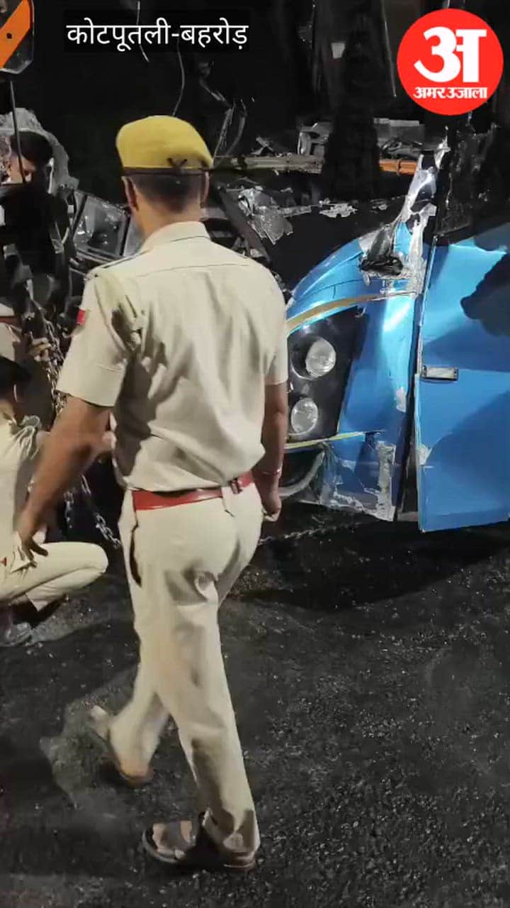 Bus Crashes into Trailer on Delhi–Jaipur Highway After Driver Falls Asleep; Two Dead in Tragic Accident