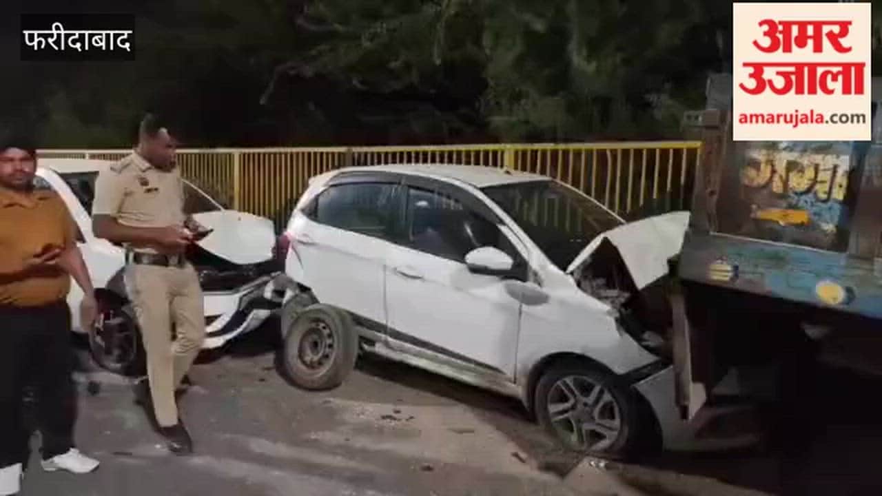 Collision between two vehicles and tractor trolley at IMT Chowk on Delhi-Mumbai Expressway