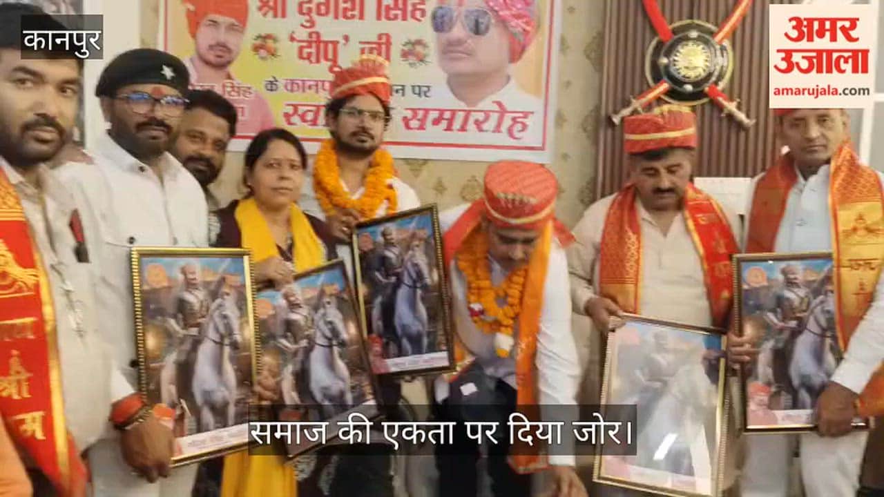 Kanpur Shri Rajput Karni Sena accorded a grand welcome to State President Durgesh Singh Deepu