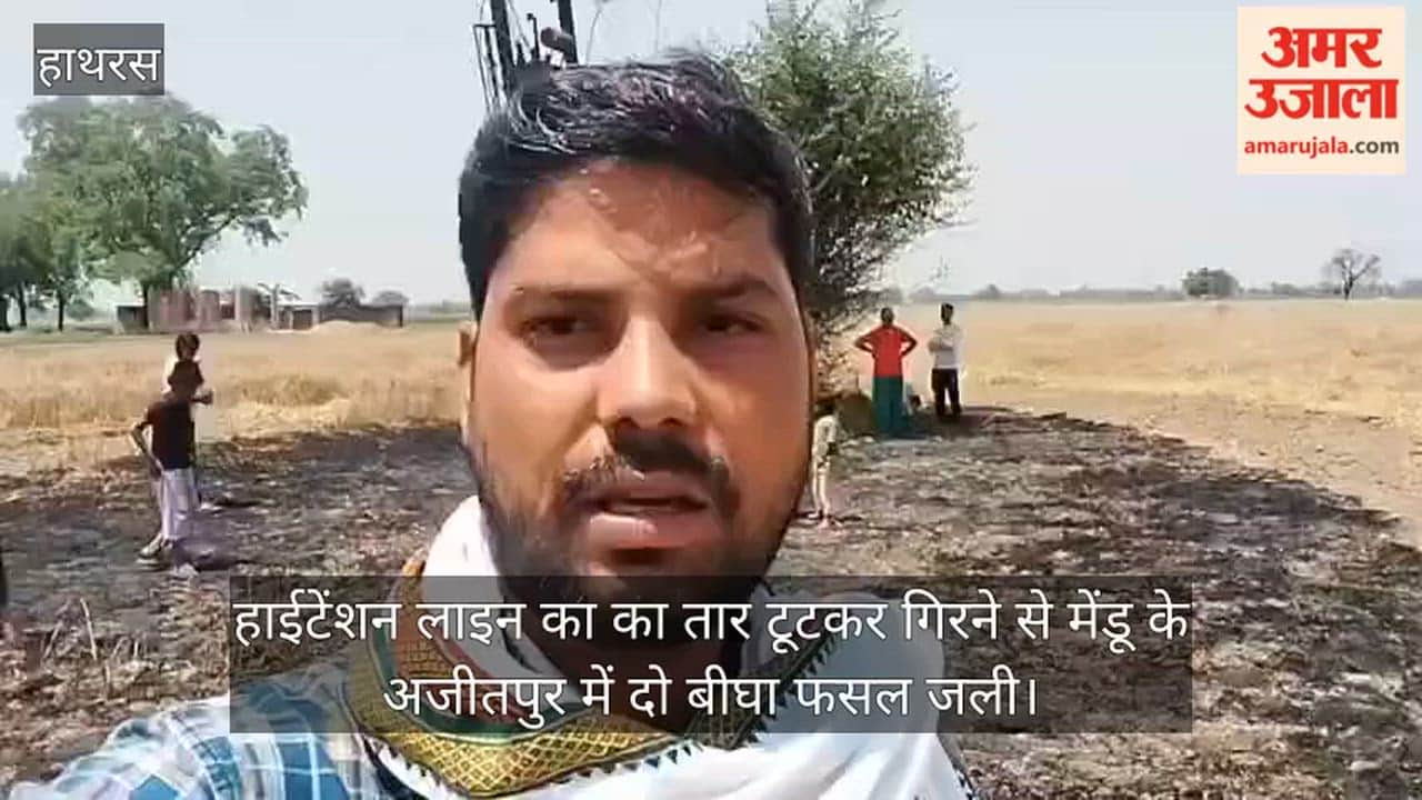 हाईटेंशन लाइन का का तार टूटकर गिरने से मेंडू के अजीतपुर में दो बीघा फसल जली