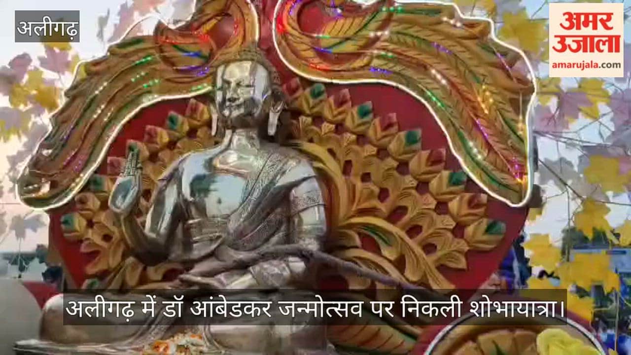 अलीगढ़ में डॉ आंबेडकर जन्मोत्सव पर निकली शोभायात्रा