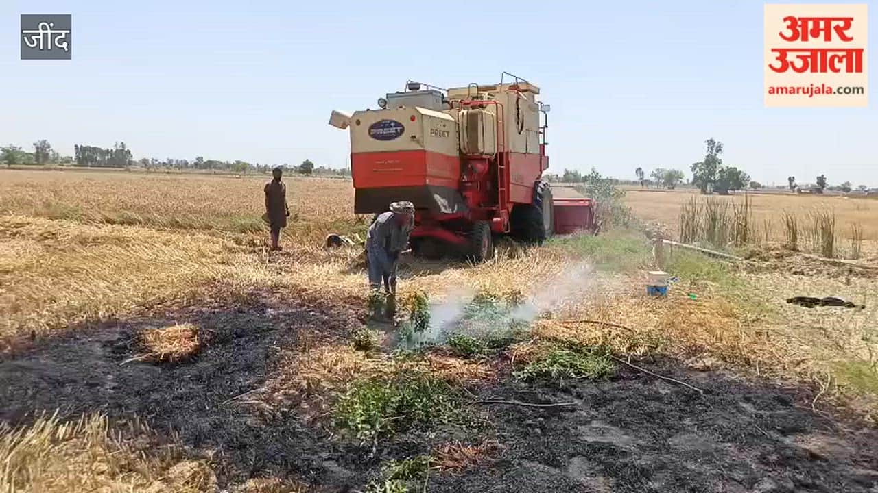 spark from a combine harvester in Julana, Jind, ignited a fire in a wheat crop; a major tragedy was averted thanks to the presence of mind of the villagers