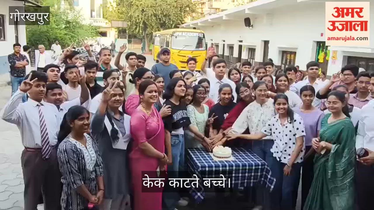 Children kickstart celebrations by cutting a cake as the CBSE Class 10 Board results are declared.