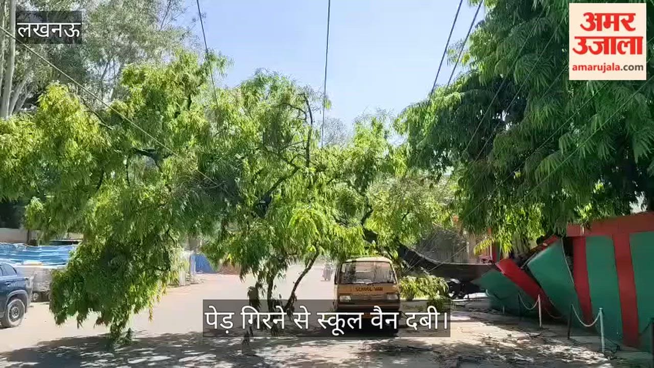 VIDEO: महानगर स्थित टेंडर्स हर्ट्स स्कूल में लगा पेड़ गिरा, स्कूल वैन दबी