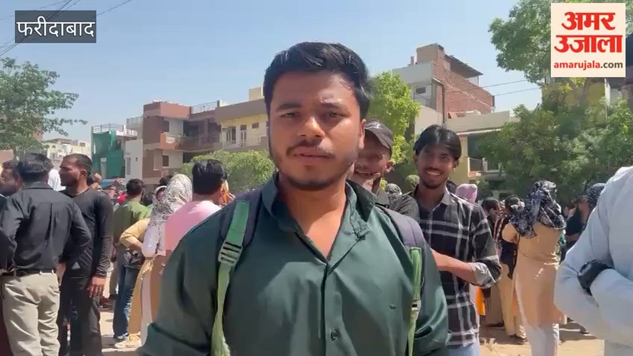 Employees protest outside a company in the Sector 37 area of Faridabad