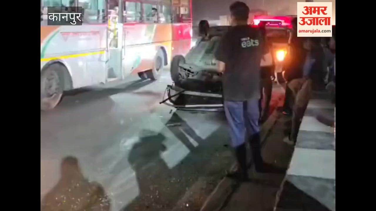 Car Overturns on Highway While Swerving to Save Cyclist; Three Injured