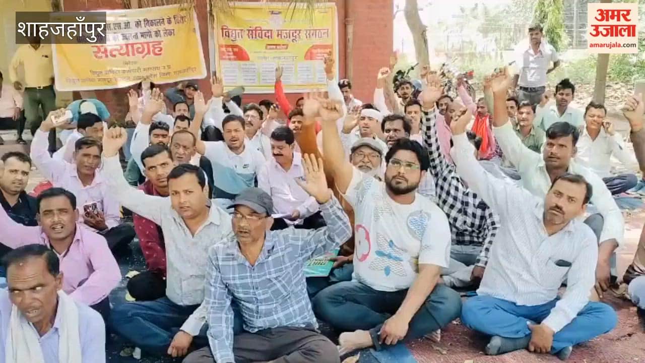 Contractual employees of the Electricity Corporation Protest in Shahjahanpur