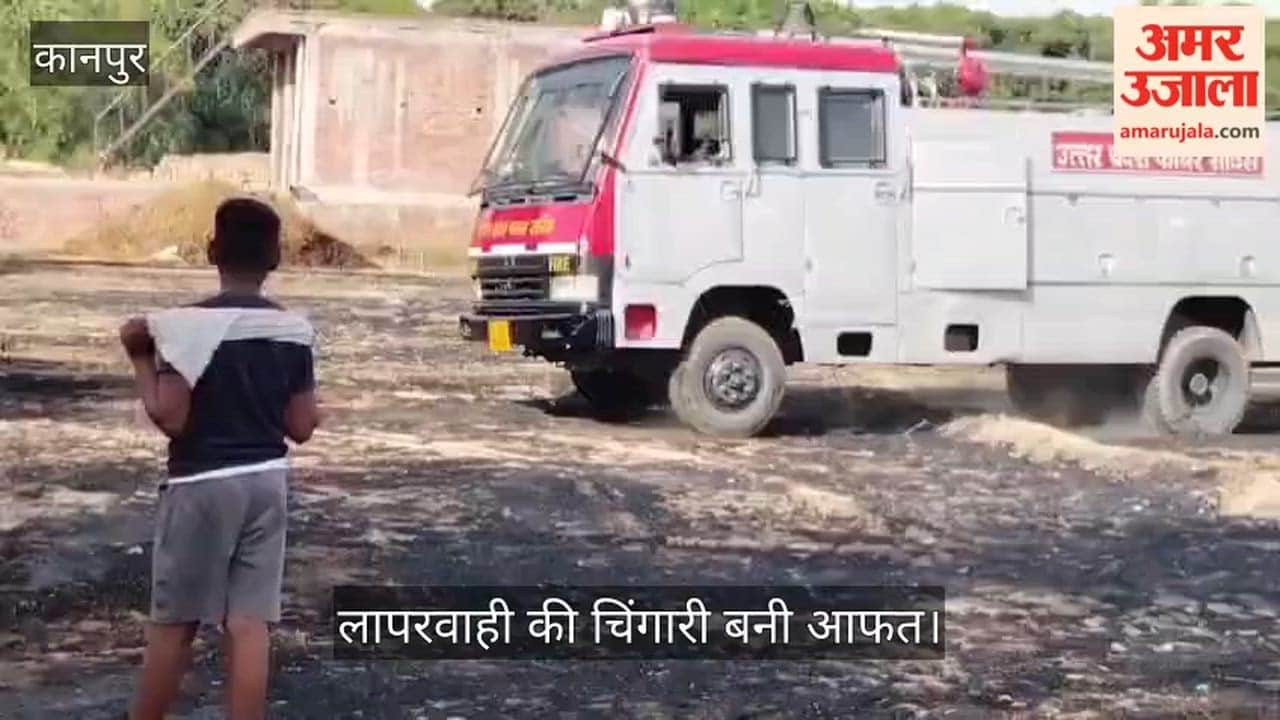 Wheat residue burnt in field after bidi spark triggers fire in Kanpur Dehat